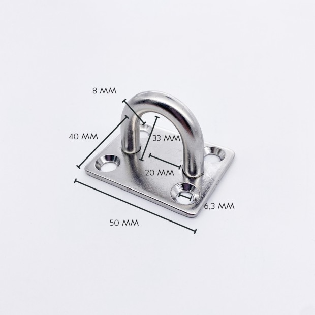 Square pad eye - Stainless steel