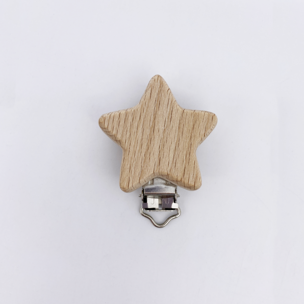Pince clip attache tétine ourson en bois